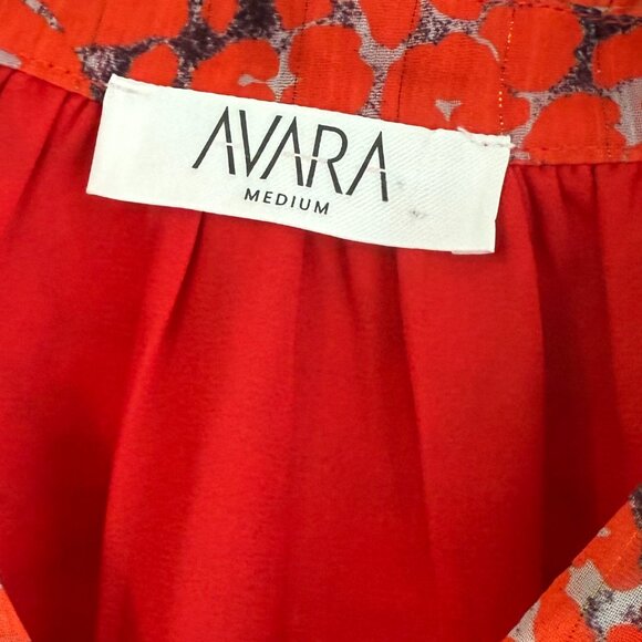 Avara Size Medium Long Sleeve Red / Orange Blouse - Picture 2 of 5